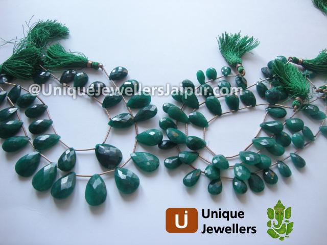 Emerald Dyed Ruby Faceted Pear Beads